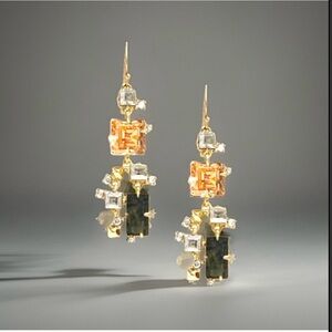 ALEXIS BITTAR • Geometric Labradorite Stone Crystal Satellite Drop Earrings